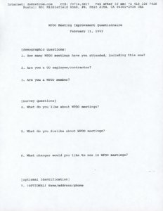 WPDO Meeting Improvement Questionnaire (February 11, 1993)