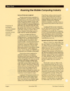 Page 4 — Short Cuts: Roaming the Mobile Computing Industry