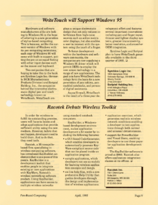 Page 9 — WriteTouch will Support Windows 95