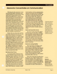 Page 3 — Geoworks Concentrates on Communication