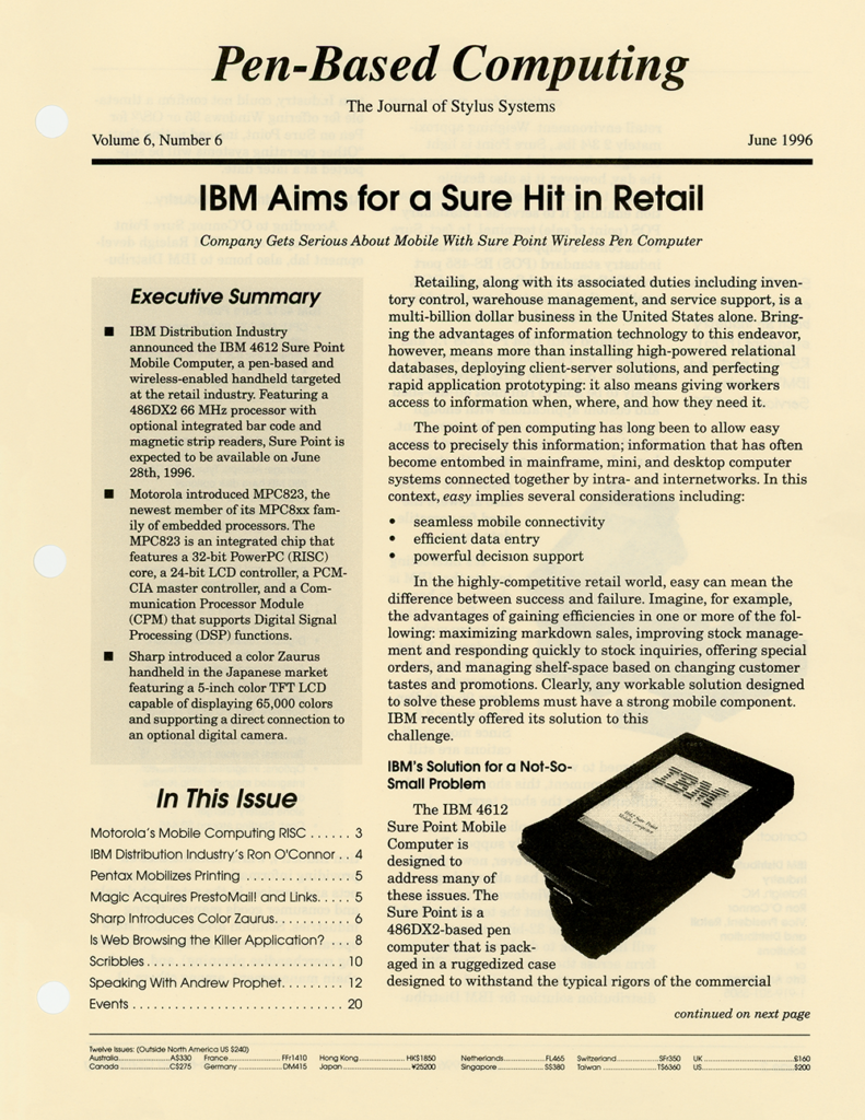 Pen-Based Computing: Volume 6, Number 6 (Cover)