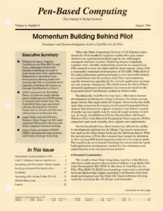 Pen-Based Computing: Volume 6, Number 8 (Cover)