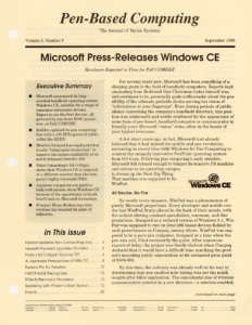 Pen-Based Computing: Volume 6, Number 9 (Cover)