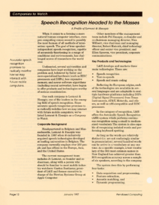 Page 12 — Speech Recognition Headed to the Masses