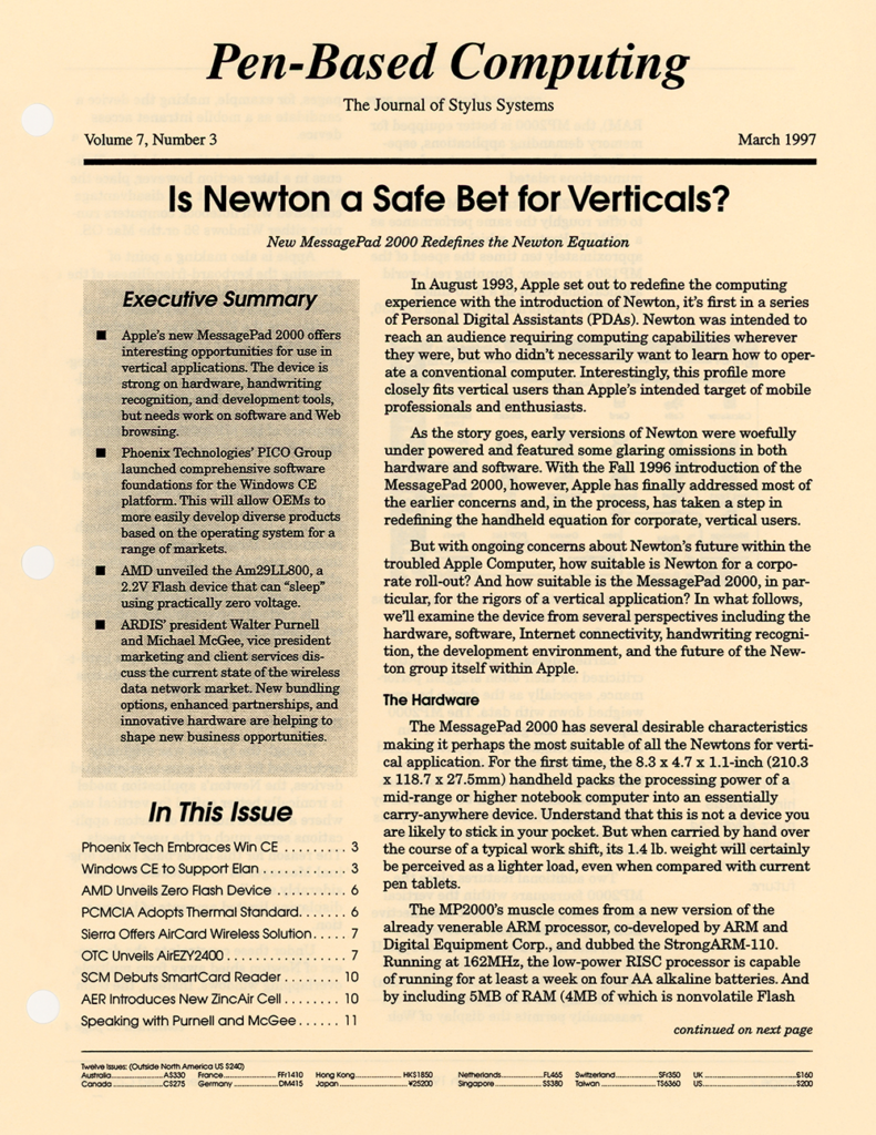 Pen-Based Computing: Volume 7 Number 3 (Cover)