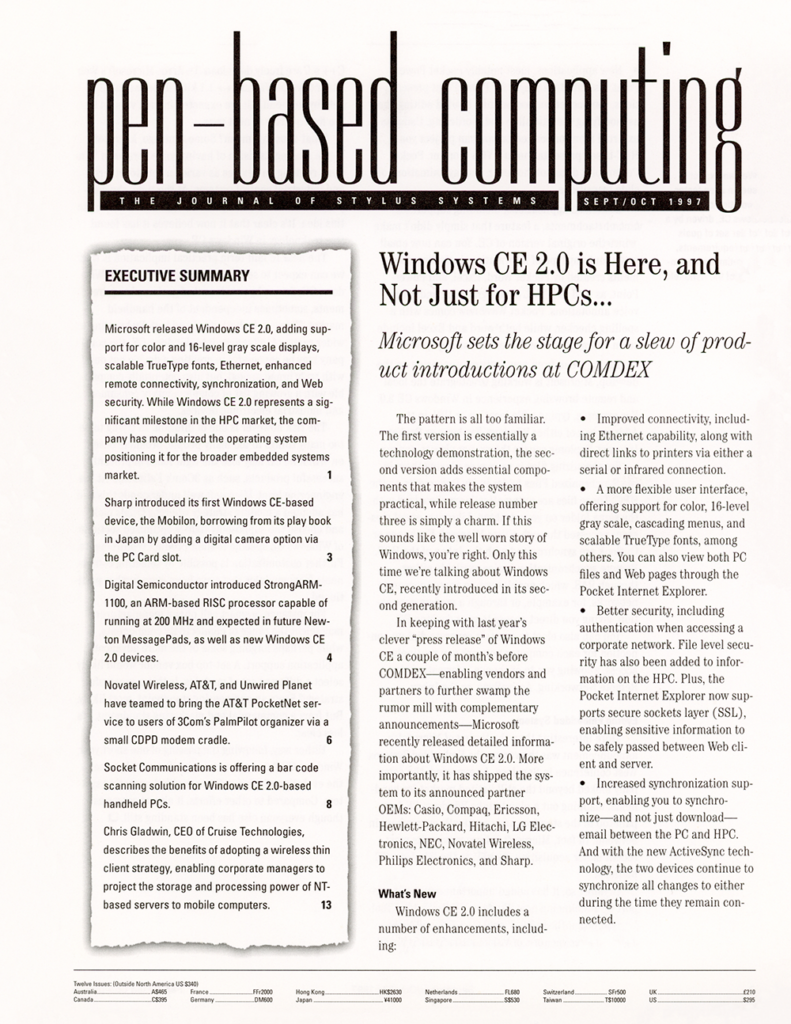 Pen-Based Computing: Volume 7 Number 7 (Cover)