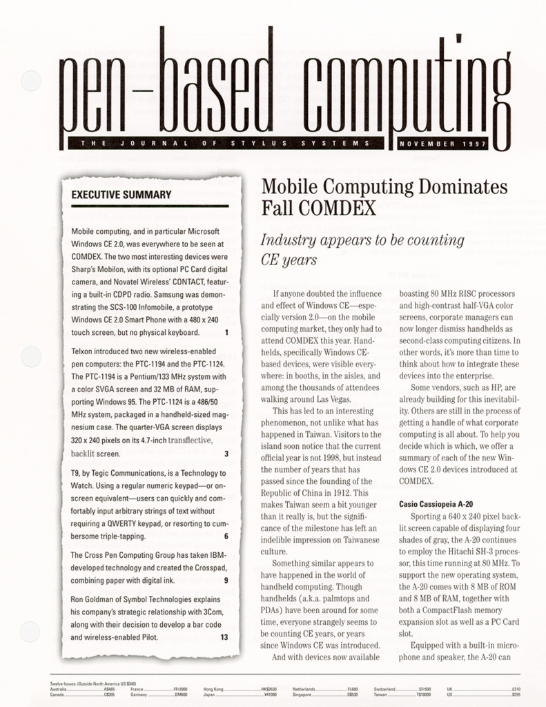 Pen-Based Computing: Volume 7 Number 8 (Cover)
