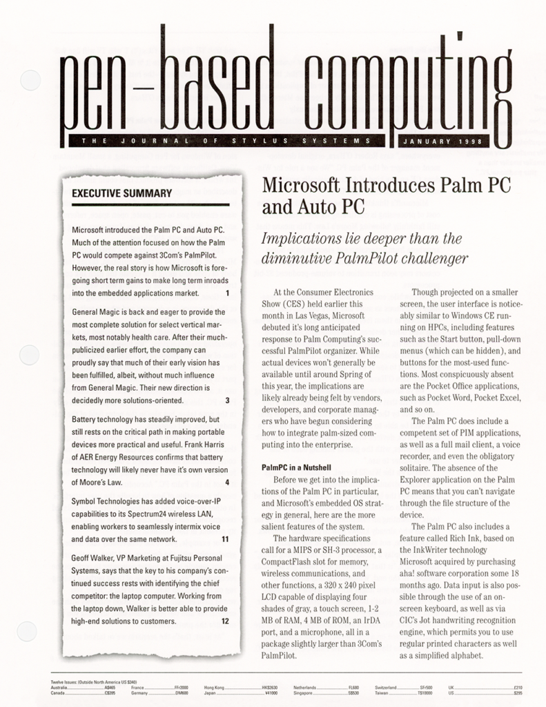 Pen-Based Computing: Volume 8 Number 1 (Cover)