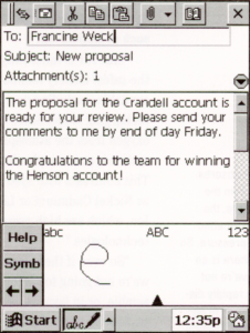The Palm PC mail client